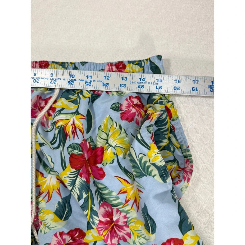 Polo Ralph Lauren Swim Trunks Mens Large Floral Hibiscus Blue Vaca EUC